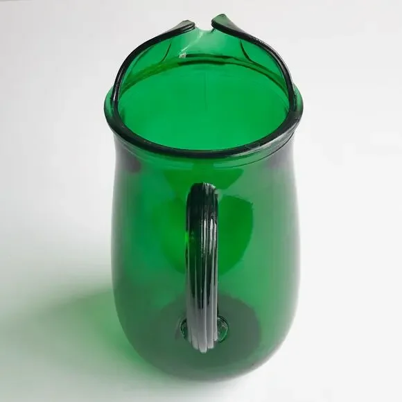 Vintage MCM Anchor Hocking Emerald Green Glass Water Pitcher 5 Cup Juice Drink - Picture 4 of 15